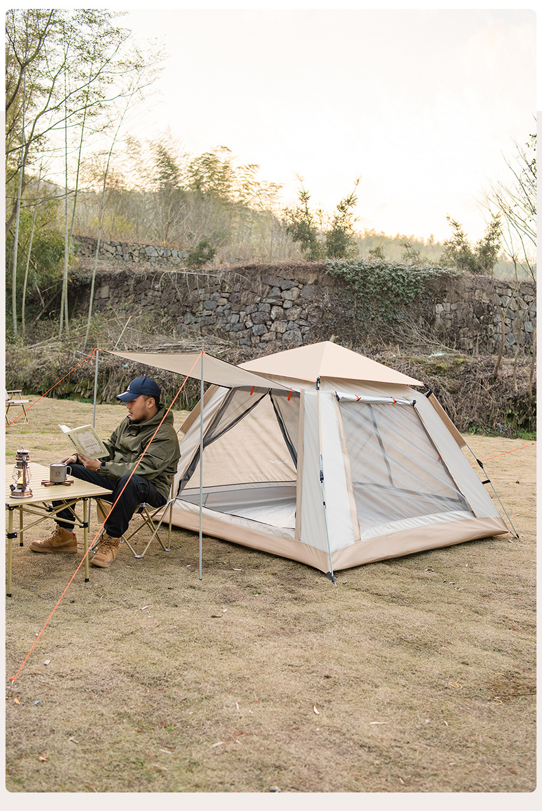 Cheap Goat Tents 3 4 Person Outdoor Camping Tent Portable Folding Camping Equipment Mosquito Proof Thickened Rain Proof Automatic Pop up Tent   